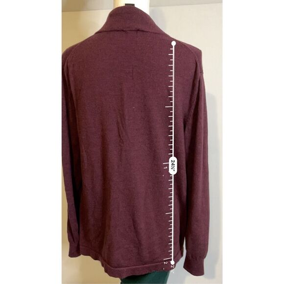 100% Merino Wool Mens Half Zip Large maroon - Picture 6 of 6